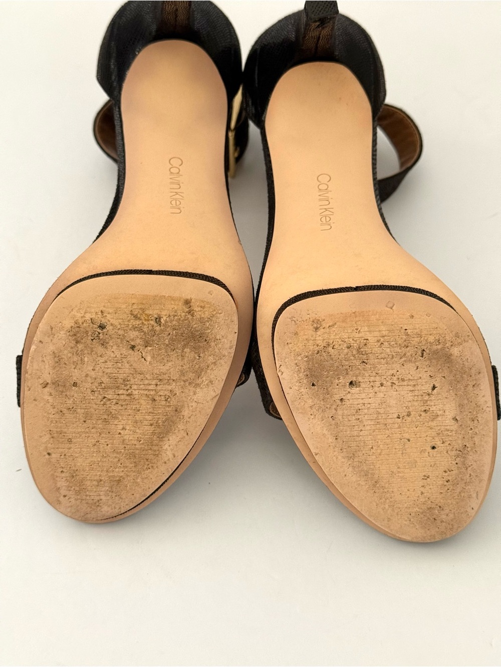 Calvin Klein Black Ankle Strap Heels Approx. Sz 8.5 Size Missing - Picture 10 of 12